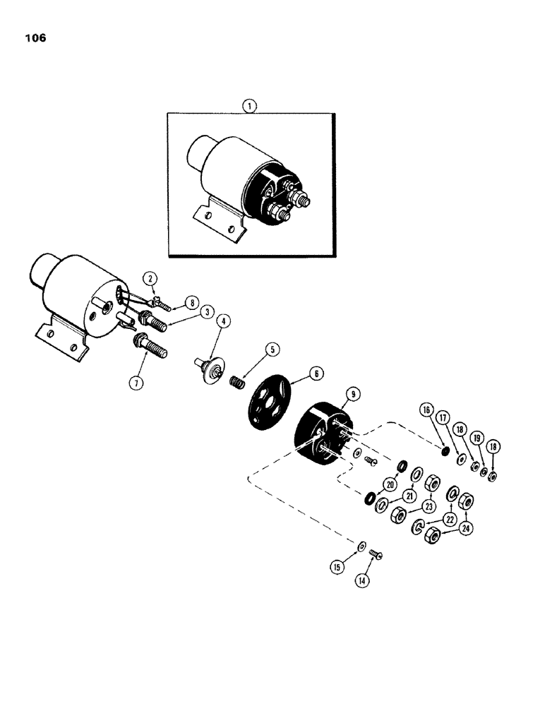 Схема запчастей Case IH 336BDT - (106) - SOLENOID, 12 VOLT, USED WITH A64906 STARTER, F 