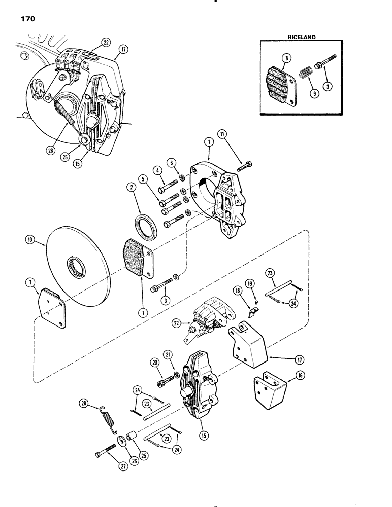 Схема запчастей Case IH 1090 - (170) - DIFFERENTIAL BRAKE (06) - POWER TRAIN