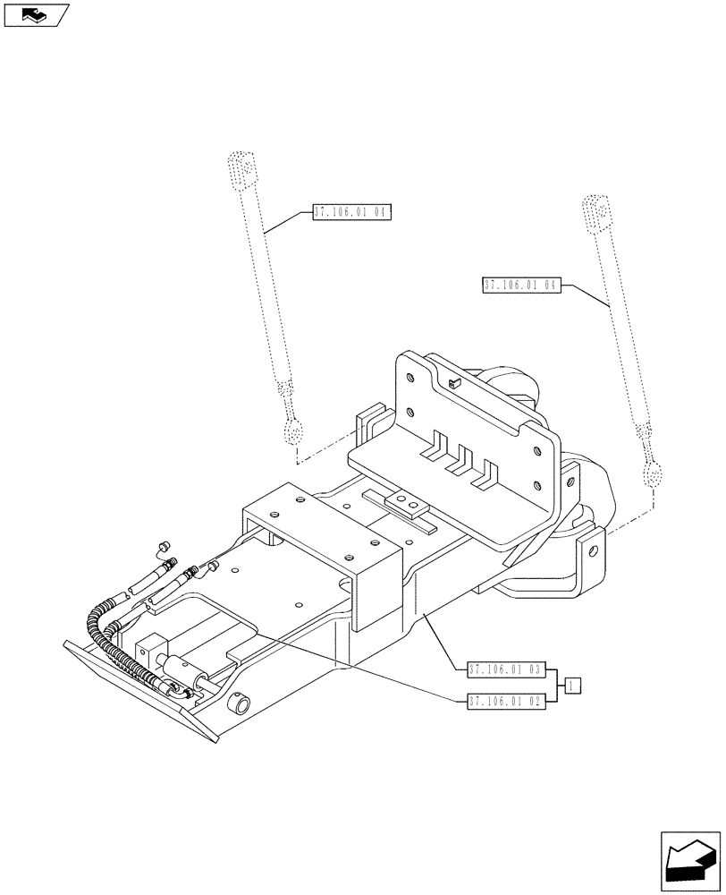 Схема запчастей Case IH PUMA 170 - (37.106.01[01]) - HYDRAULIC AUTO PICK-UP HITCH WITH DRAWBAR (VAR.728248) (37) - HITCHES, DRAWBARS & IMPLEMENT COUPLINGS