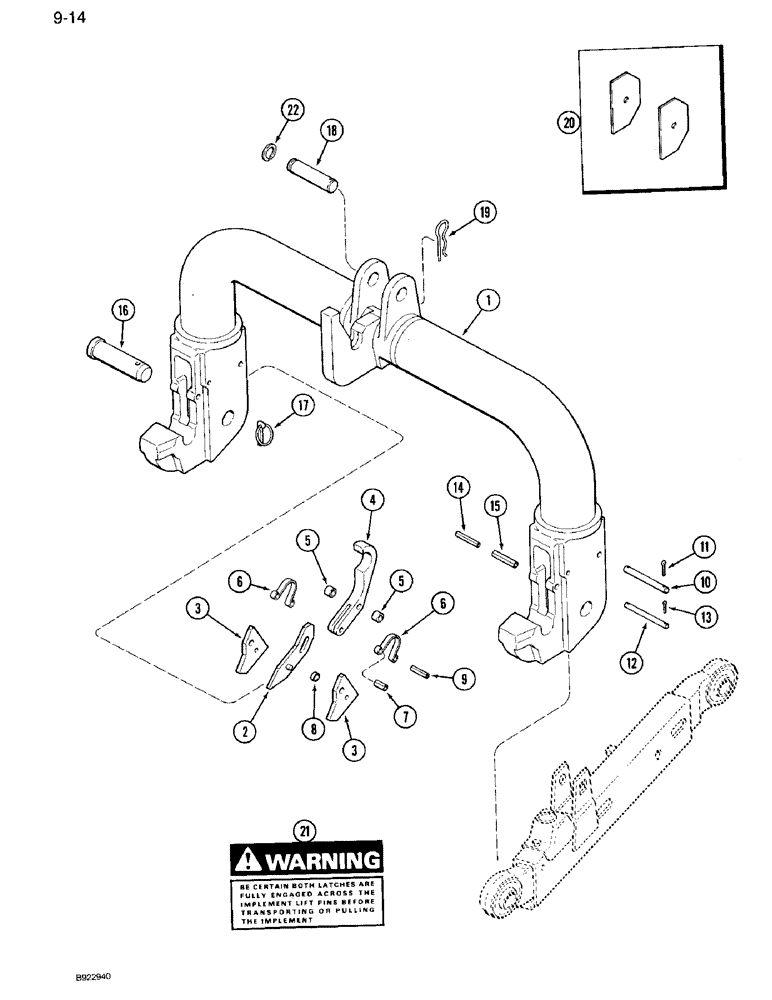 Схема запчастей Case IH 7110 - (9-014) - QUICK HITCH COUPLER, CATEGORY III (09) - CHASSIS/ATTACHMENTS