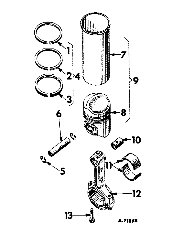 Схема запчастей Case IH 606 - (016) - CARBURETED ENGINE, CONNECTING RODS AND SLEEVES (01) - ENGINE