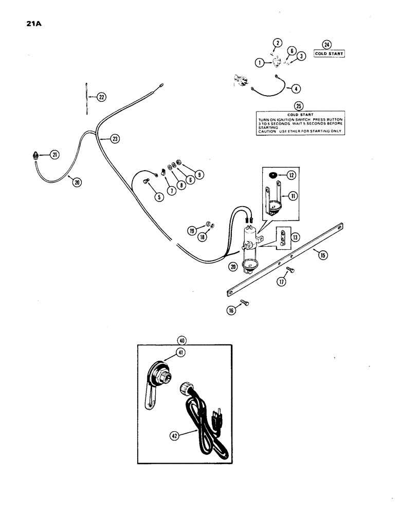 Схема запчастей Case IH 1270 - (021A) - COLD WEATHER STARTING AIDS, 451 BDT, DIESEL ENGINE, ETHER STARTING KIT (02) - ENGINE