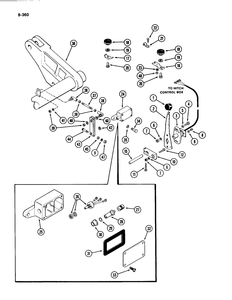 Схема запчастей Case IH 4494 - (8-360) - HITCH DEPTH CONTROLS (08) - HYDRAULICS