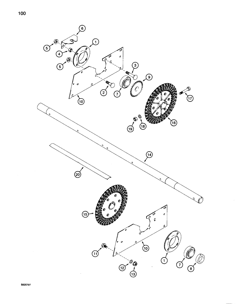 Схема запчастей Case IH 1680 - (100) - FAN, SHAFT AND SUPPORTS, EXTENDED LENGTH CLEANING SYSTEM (74) - CLEANING