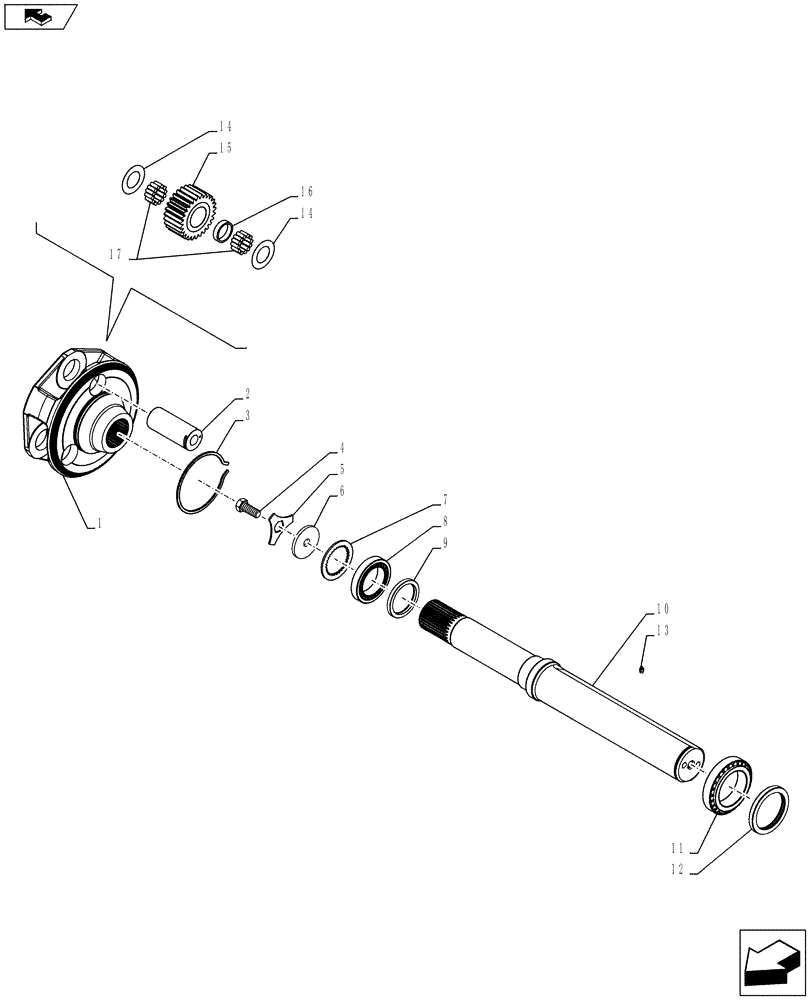 Схема запчастей Case IH PUMA 170 - (27.120.0309) - ABS SYSTEM - BAR AXLE 112" - GEARS AND SHAFT (VAR. 744433-744434) (27) - REAR AXLE SYSTEM