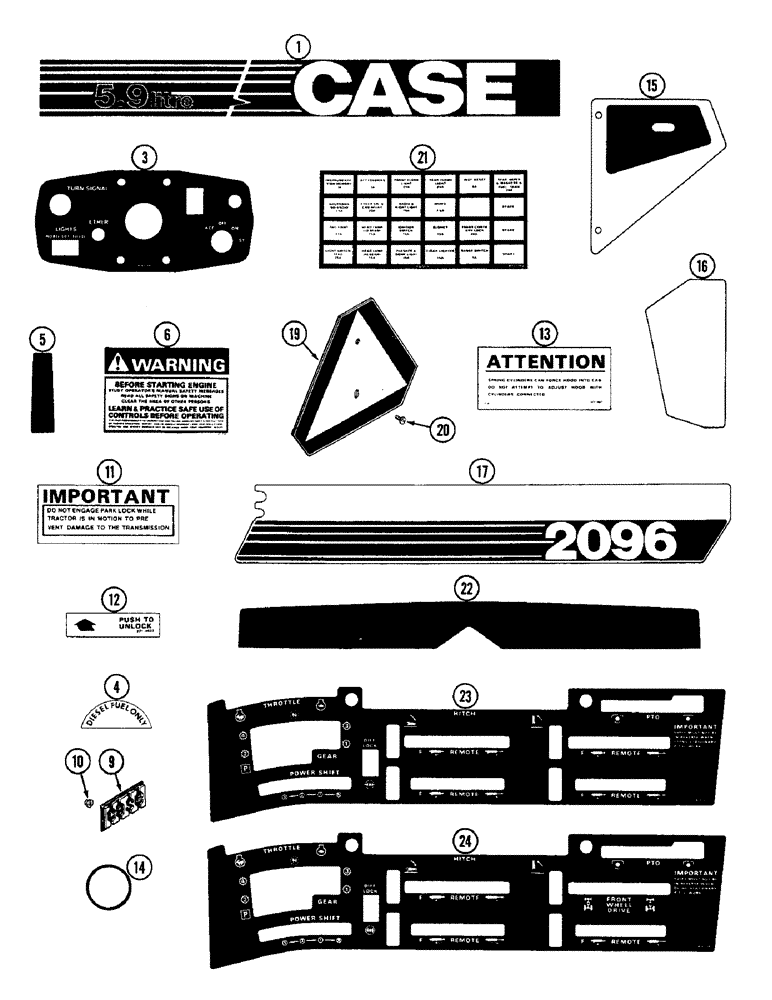 Схема запчастей Case IH 2096 - (9-392) - TRACTOR DECALS, CASE (09) - CHASSIS/ATTACHMENTS