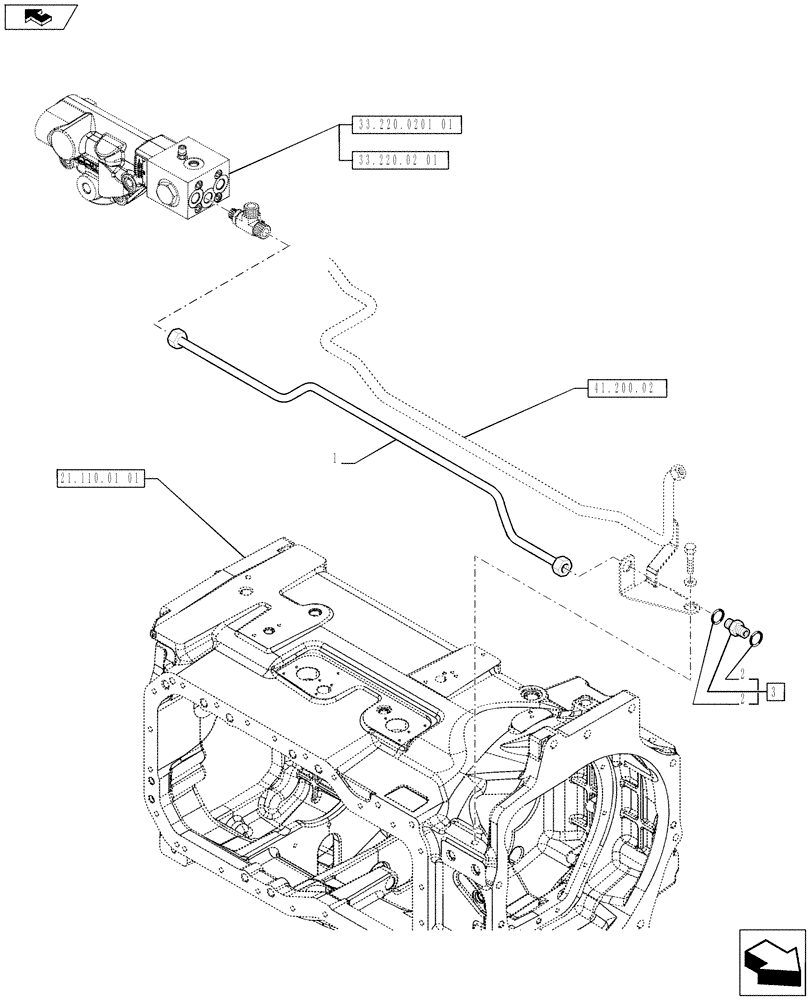 Схема запчастей Case IH PUMA 215 - (33.204.14[01 ]) - 4WD AXLE WITH BRAKE - FRONT BRAKE VALVE PIPE - C7090 (VAR.728195-728212) (33) - BRAKES & CONTROLS