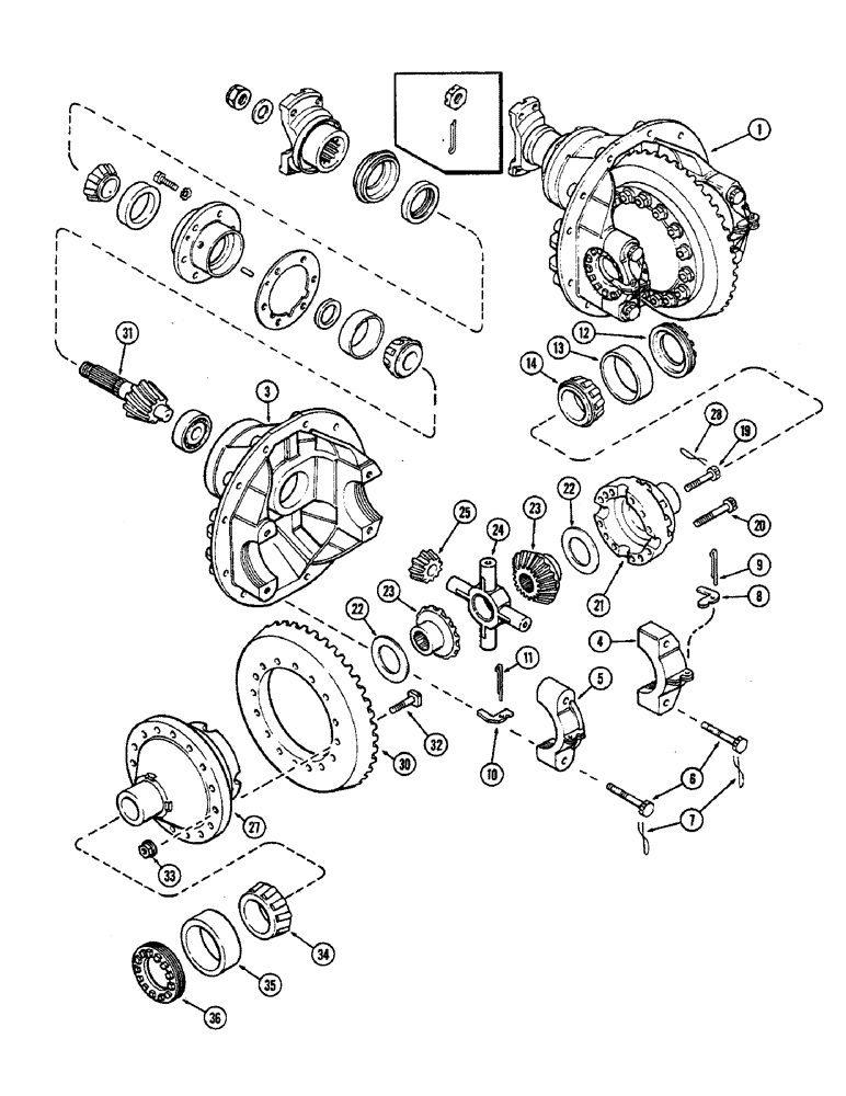 Схема запчастей Case IH 2470 - (194) - FRONT AXLE DIFFERENTIAL CARRIER ASSEMBLY (05) - STEERING