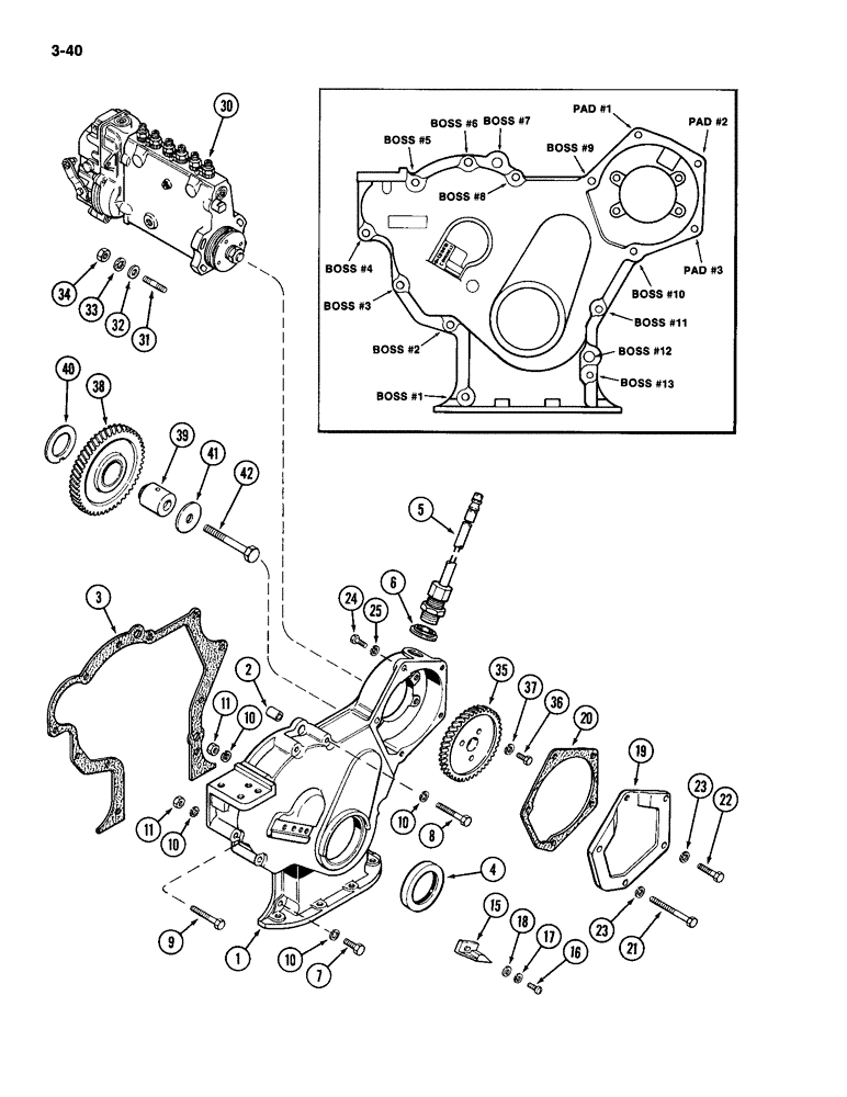 Схема запчастей Case IH 2094 - (3-40) - TIMING GEAR COVER, 504BD DIESEL ENGINE (03) - FUEL SYSTEM