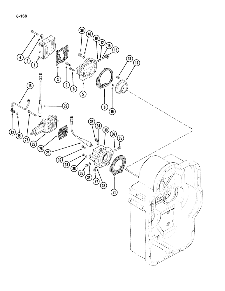 Схема запчастей Case IH 4994 - (6-168) - TRANSMISSION REAR HOUSING, CONTROL VALVE AND REGULATOR VALVE (06) - POWER TRAIN