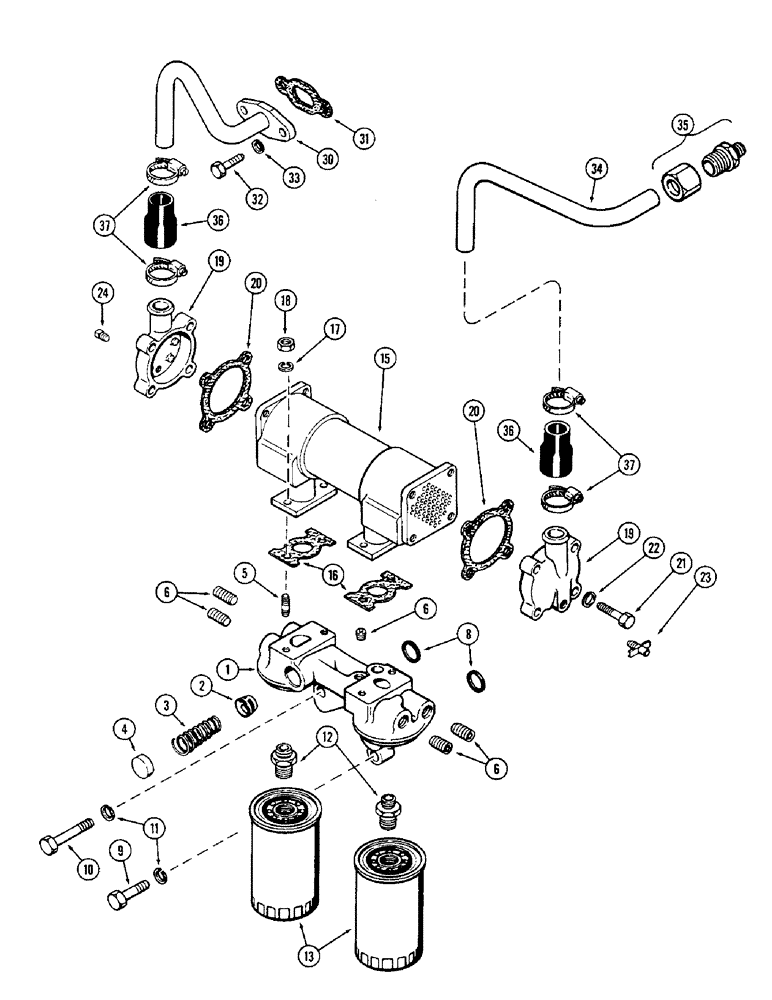 Схема запчастей Case IH 1370 - (028) - OIL FILTER AND HEAT EXCHANGER, (504BDT) DIESEL ENGINE (02) - ENGINE