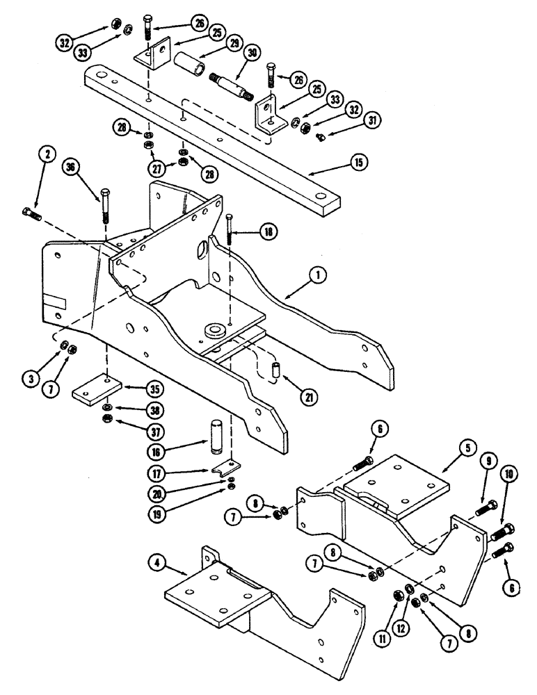 Схема запчастей Case IH 4890 - (9-352) - DRAWBAR AND SUPPORTS, WITHOUT HITCH (09) - CHASSIS/ATTACHMENTS