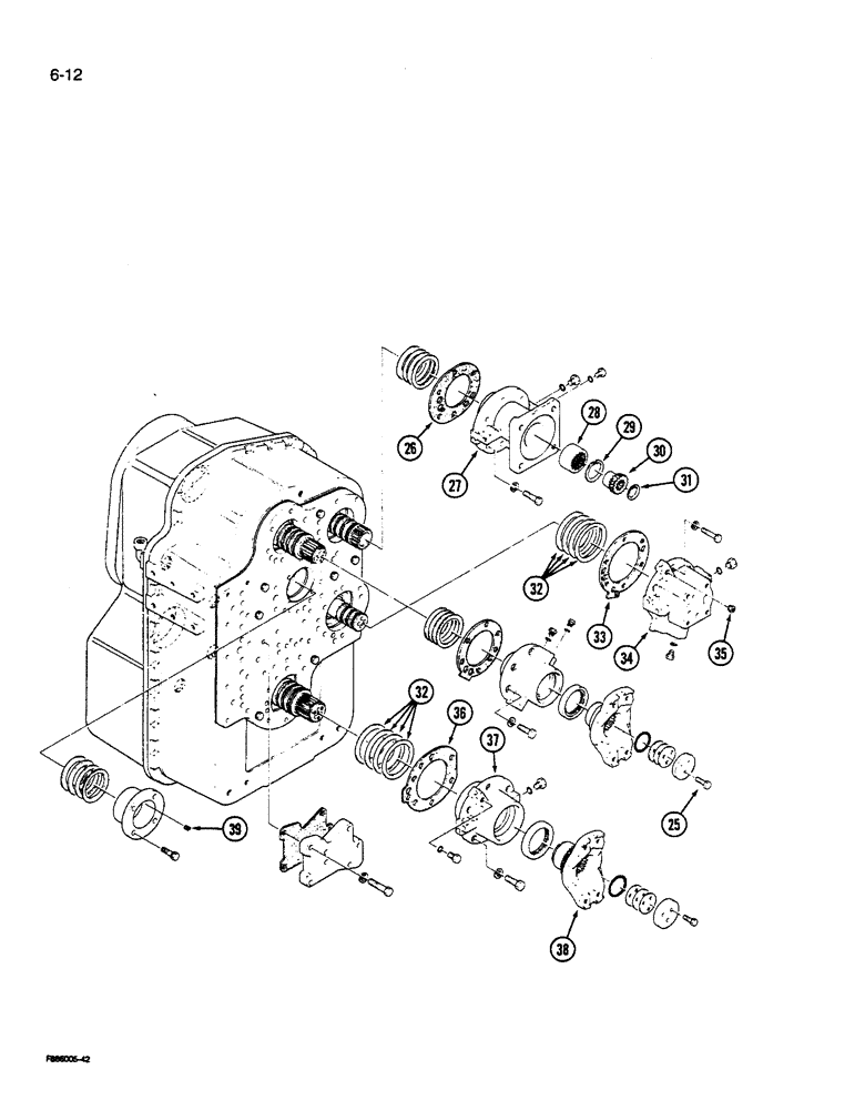 Схема запчастей Case IH 9270 - (6-012) - POWER SHIFT TRANSMISSION ASSEMBLY FRONT COVERS & YOKES, (CONT) (06) - POWER TRAIN