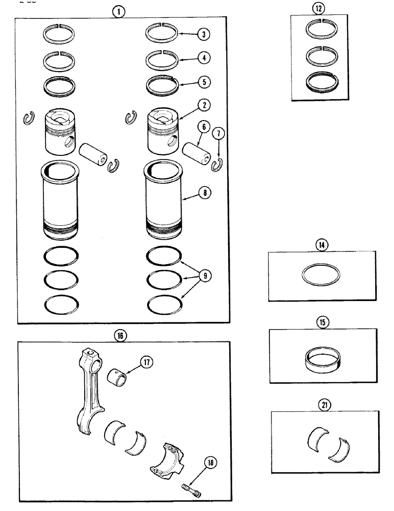 Схема запчастей Case IH 2594 - (2-38) - PISTON AND SLEEVE ASSEMBLY, 504BDT DIESEL ENGINE (02) - ENGINE