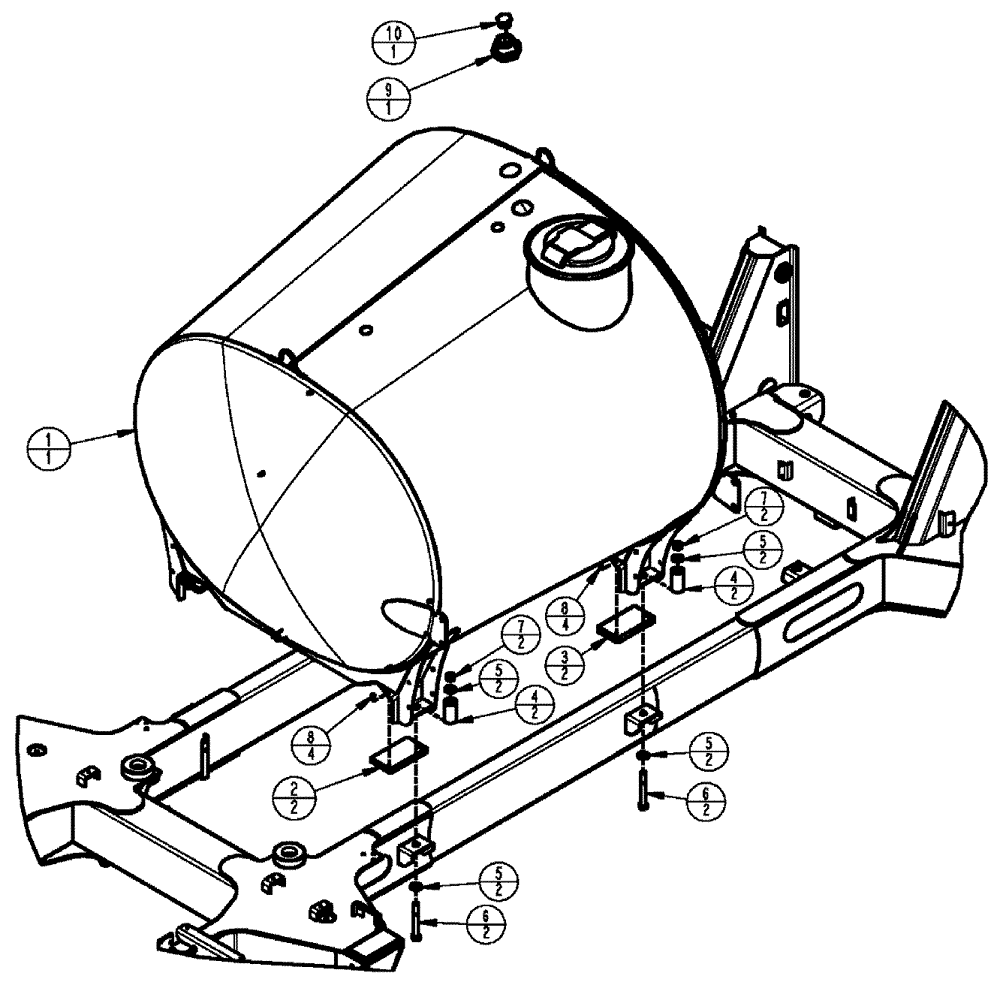 Схема запчастей Case IH SPX3320 - (09-001) - TANK MOUNT GROUP Liquid Plumbing