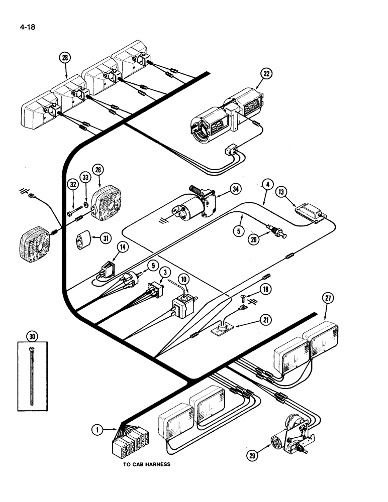 Схема запчастей Case IH 3394 - (4-18) - CAB HEADLINER WIRING (04) - ELECTRICAL SYSTEMS