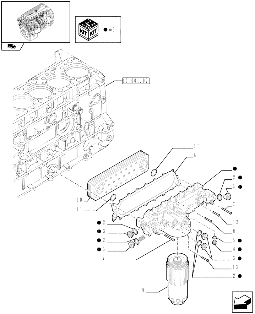 Схема запчастей Case IH F3CE0684F E001 - (10.408.01) - HEAT EXCHANGER (504261532 - 504236009 - 504261986) (01) - ENGINE