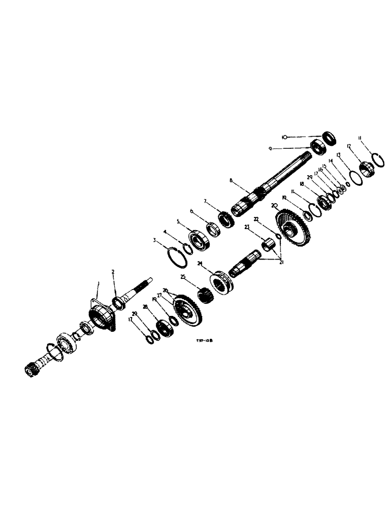 Схема запчастей Case IH 444 - (6-36) - TWO SPEED CONSTANT RUNNING P.T.O. ATTACHMENT, TWO SPEED P.T.O. GEARS AND SHAFTS, 573 AND 1050 R.P.M. (06) - POWER TRAIN