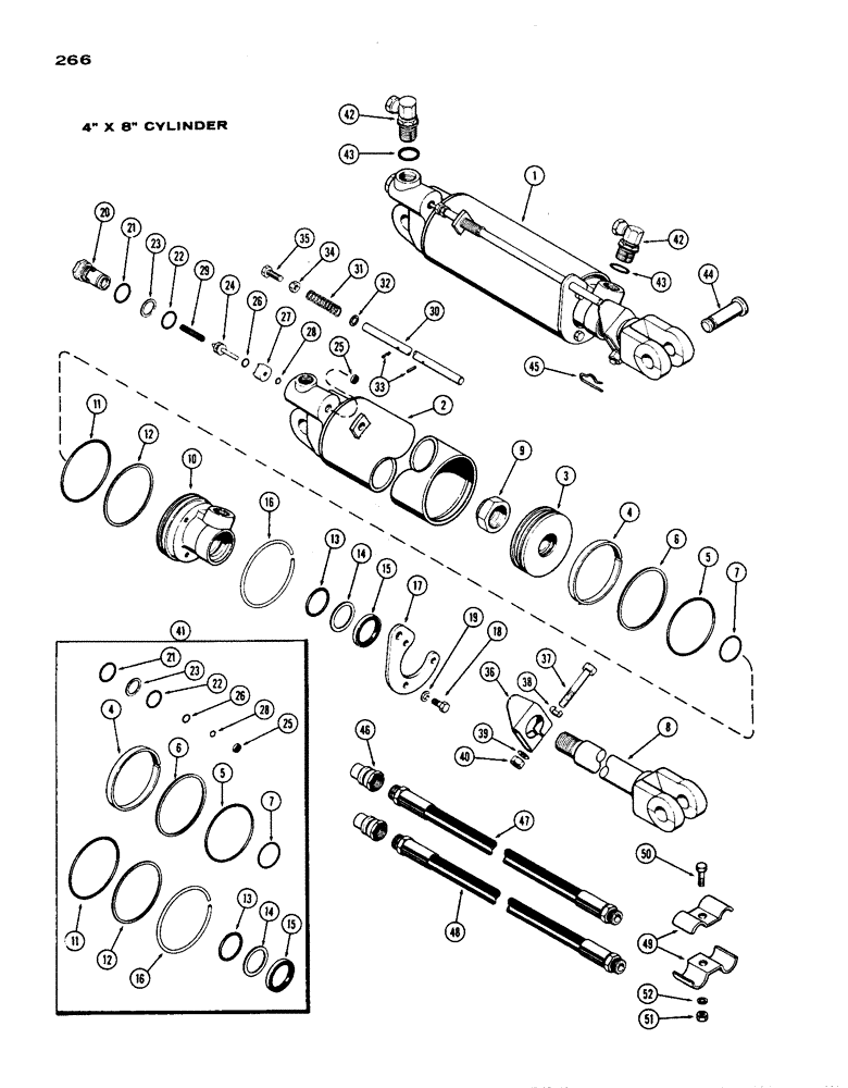 Схема запчастей Case IH 1200 - (266) - 4 INCH X 8 INCH REMOTE HYDRAULIC CYLINDER, WITH HYDRAULIC LIMIT STOP (08) - HYDRAULICS