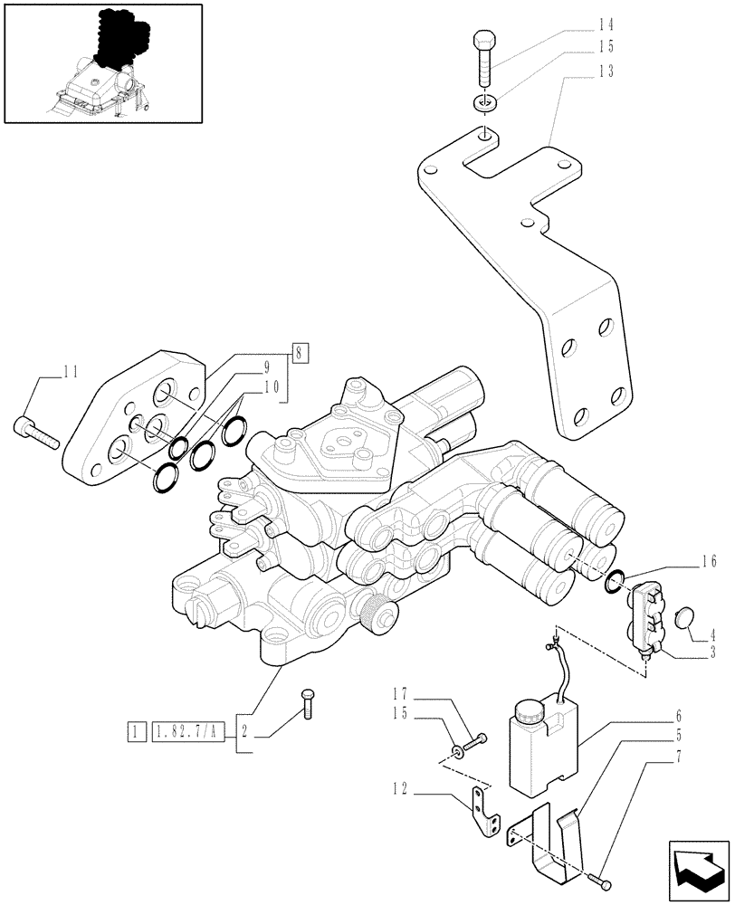 Схема запчастей Case IH MAXXUM 110 - (1.82.7[01A]) - 2 REAR CONTROL VALVES AND RELATED PARTS FOR FD PUMP (63 L/MIN) AND MDC - D6788 (07) - HYDRAULIC SYSTEM