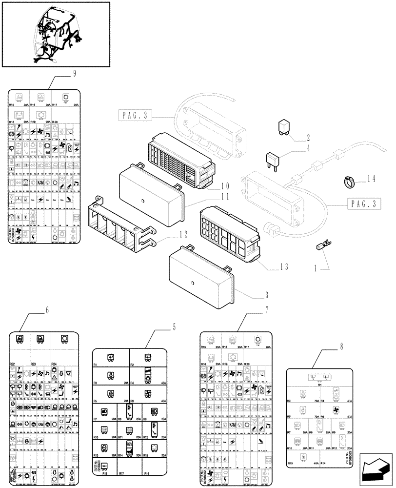 Схема запчастей Case IH MAXXUM 100 - (1.91.4[04]) - FUSEBOX & RELATED PARTS (10) - OPERATORS PLATFORM/CAB