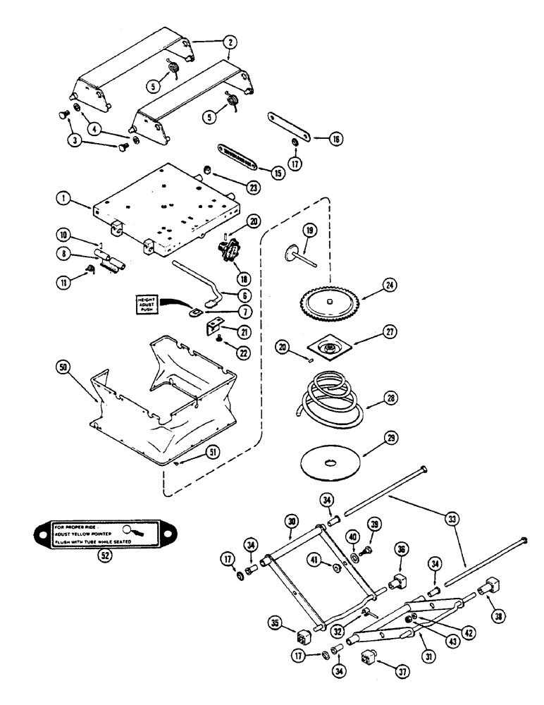 Схема запчастей Case IH 2390 - (9-340) - SWIVEL SEAT ASSEMBLY, SUSPENSION PARTS, EARLY PRODUCTION (09) - CHASSIS/ATTACHMENTS