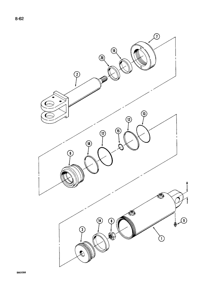 Схема запчастей Case IH 9260 - (8-062) - HITCH LIFT CYLINDER ASSEMBLY (08) - HYDRAULICS