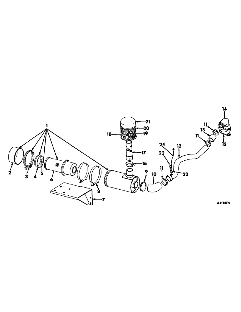 Схема запчастей Case IH 403 - (342) - AIR CLEANER AND CONNECTIONS, FOR D-282 ENGINE, DRY TYPE (10) - ENGINE