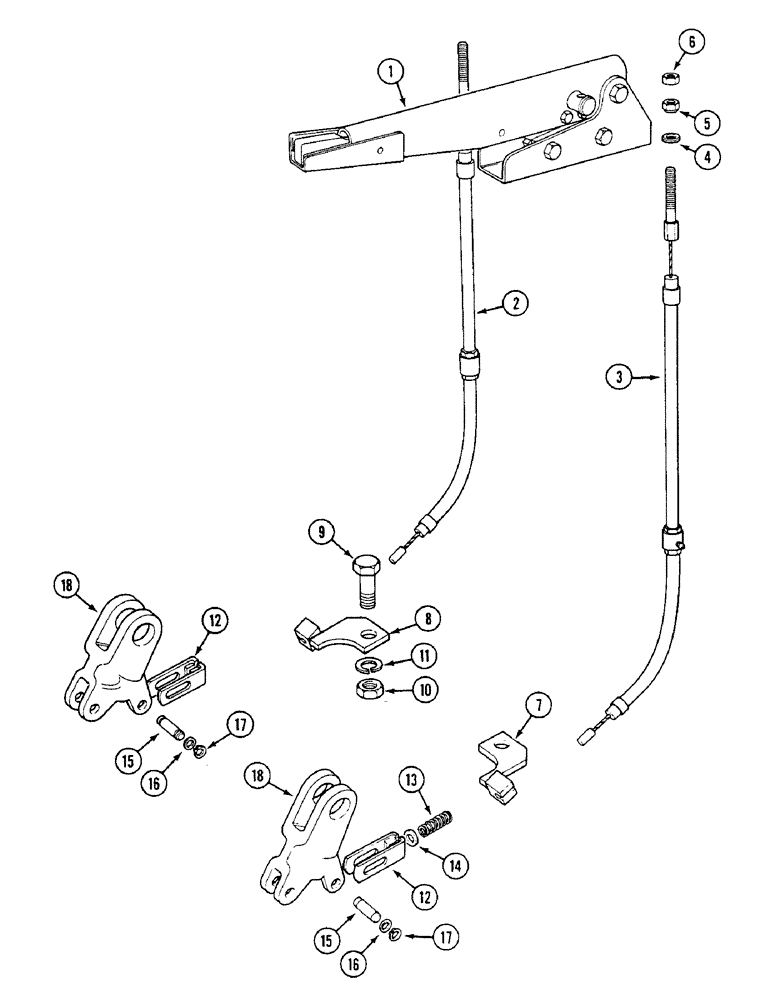 Схема запчастей Case IH 1294 - (7-208) - HAND BRAKE LINKAGE, TRACTORS WITH CAB (07) - BRAKES