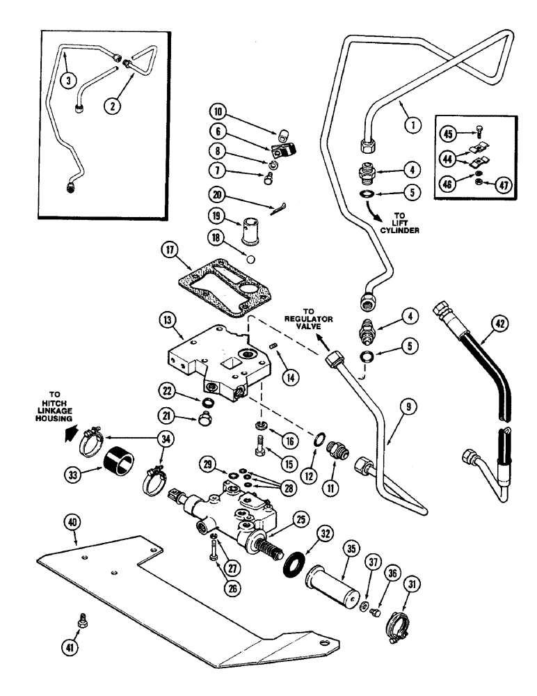 Схема запчастей Case IH 3294 - (8-352) - HITCH CONTROL VALVE, MANIFOLD AND TUBES (08) - HYDRAULICS