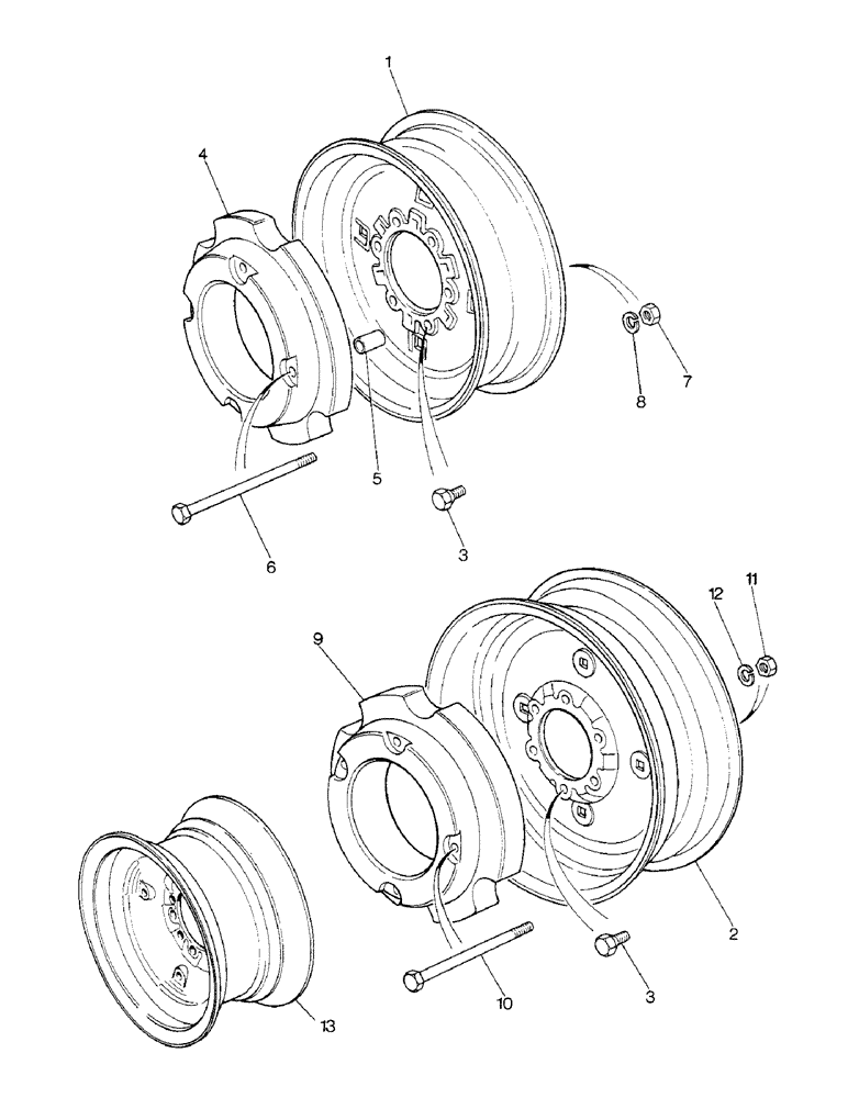 Схема запчастей Case IH 1290 - (T-03) - FRONT WHEELS AND BALLAST WEIGHTS, TWO WHEEL DRIVE TRACTORS (11) - WHEELS & WEIGHTS