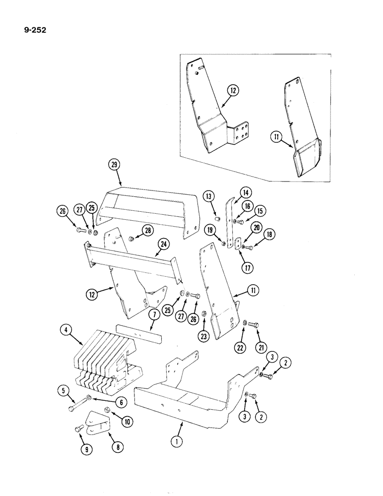 Схема запчастей Case IH 1194 - (9-252) - WEIGHTS, FRAME, TOW BRACKET, RADIATOR GUARD, TRACTORS WITH CAB (09) - CHASSIS/ATTACHMENTS