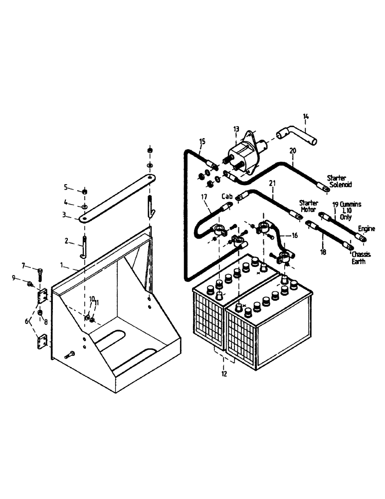 Схема запчастей Case IH 7700 - (A12-01) - BATTERY Mainframe & Functioning Components