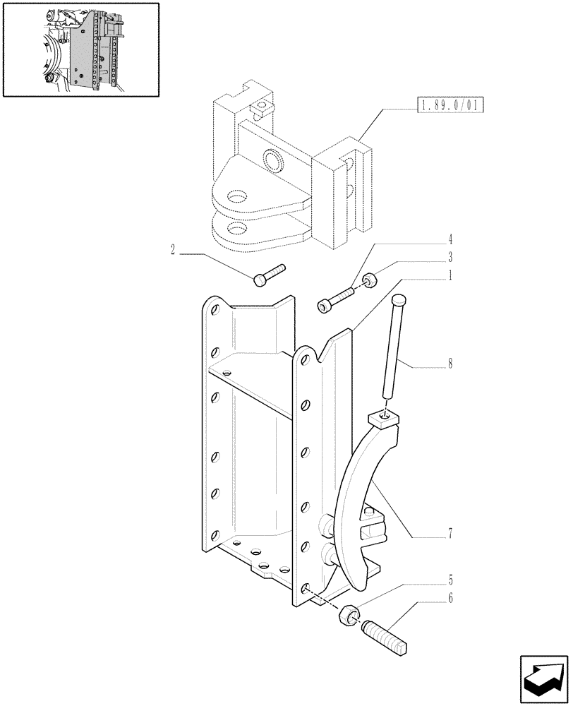 Схема запчастей Case IH JX1070N - (1.89.0) - TOW HOOK SUPPORT (09) - IMPLEMENT LIFT