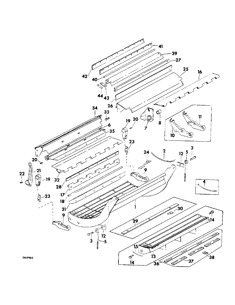 Схема запчастей Case IH 715 - (21-19) - THRESHING CYLINDER AND CONCAVE, CONCAVE AND RELATED PARTS (14) - THRESHING