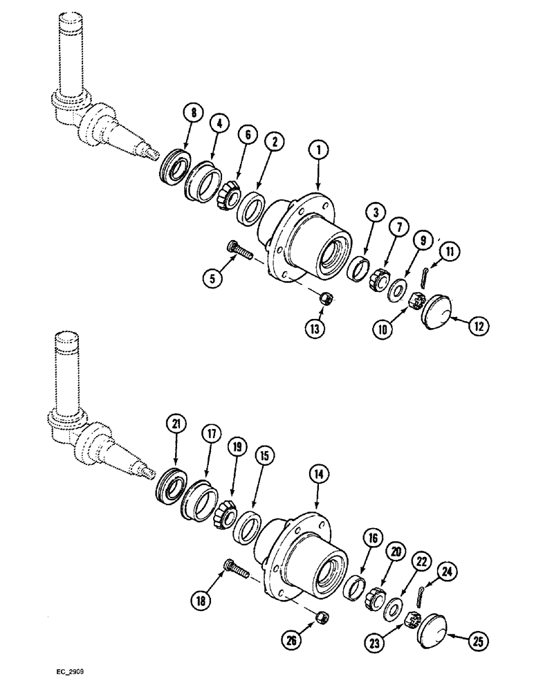 Схема запчастей Case IH 4240 - (5-34) - WHEEL HUB, ADJUSTABLE FRONT AXLES, STRAIGHT FRONT AXLE, SWEPT BACK AXLE (05) - STEERING