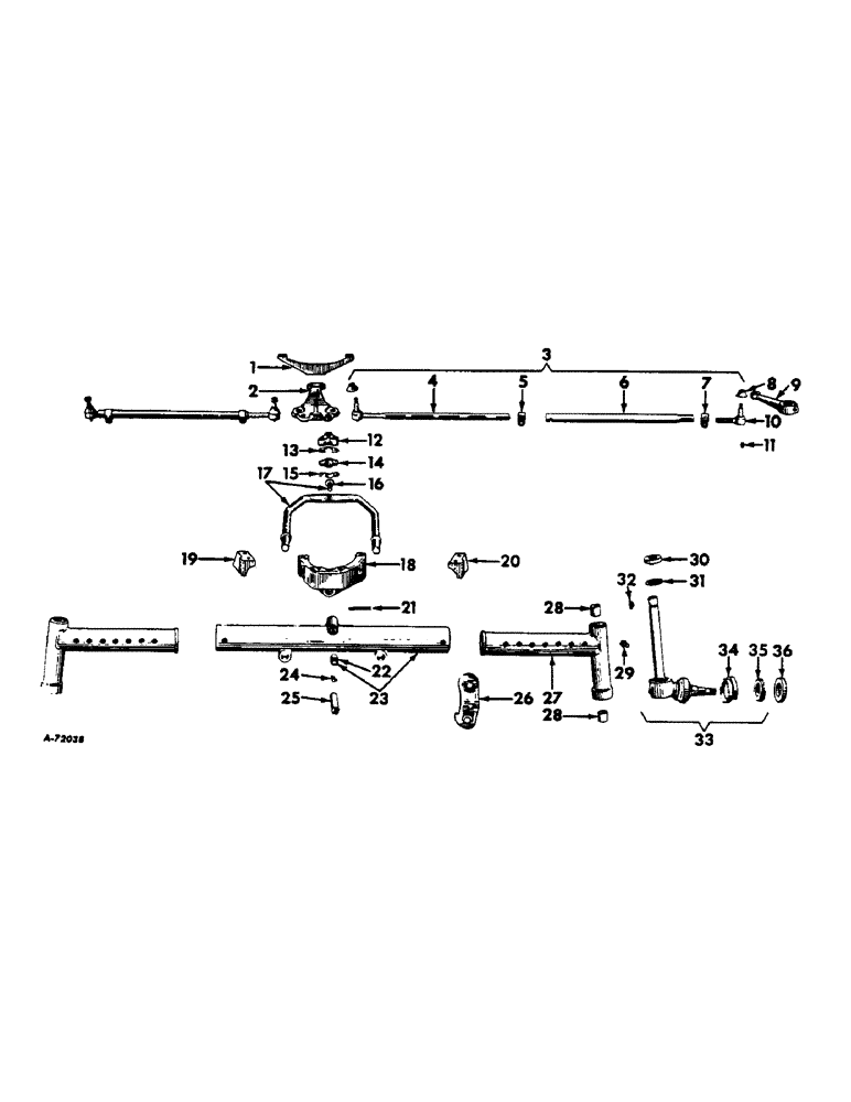 Схема запчастей Case IH 2504 - (185) - FRONT AXLE, ADJUSTABLE WIDE TREAD FRONT AXLE, FARMALL TRACTORS EXCEPT HI-CLEAR (04) - FRONT AXLE