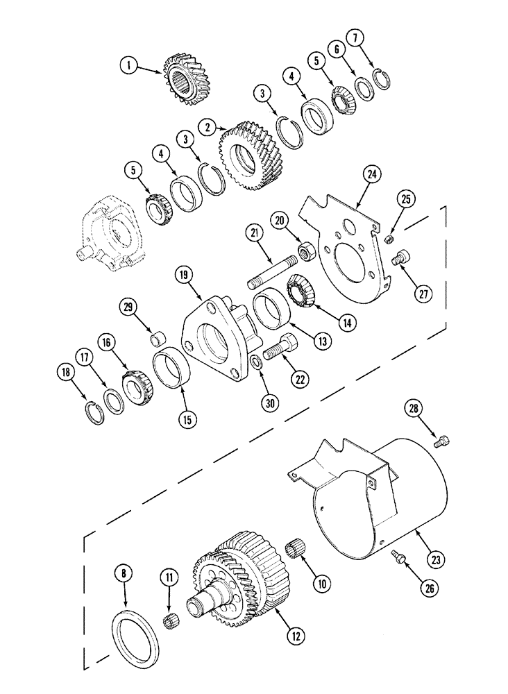 Схема запчастей Case IH MX120 - (06-37) - DRIVE AND IDLER GEARS 4WD (06) - POWER TRAIN