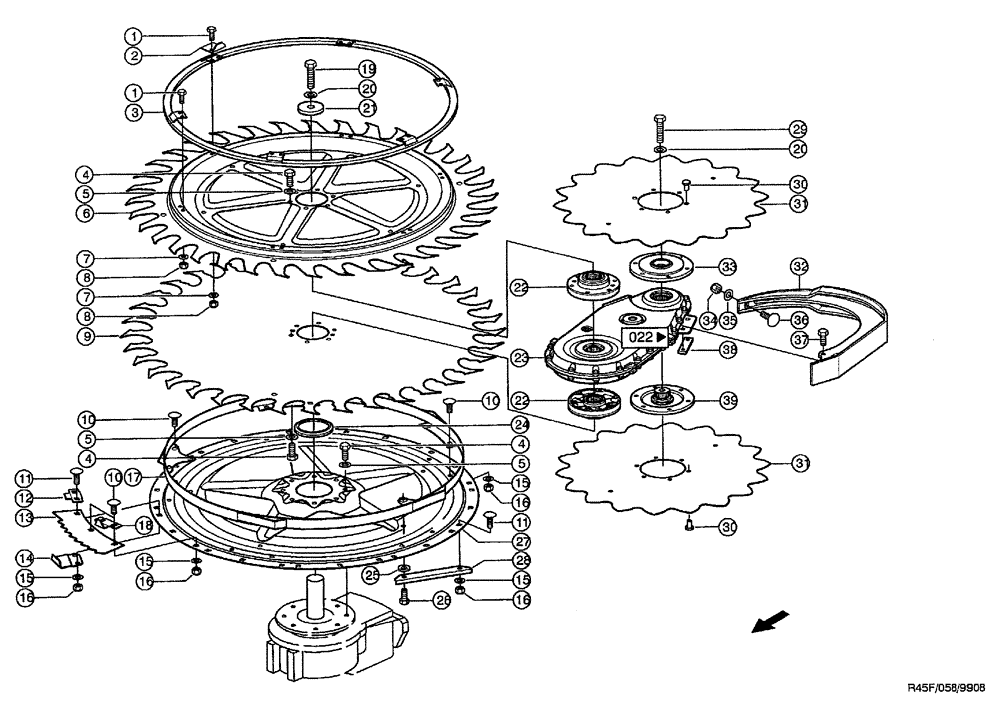 Схема запчастей Case IH RU450 - (0058) - INTAKE DISC, MIDDLE (58) - ATTACHMENTS/HEADERS