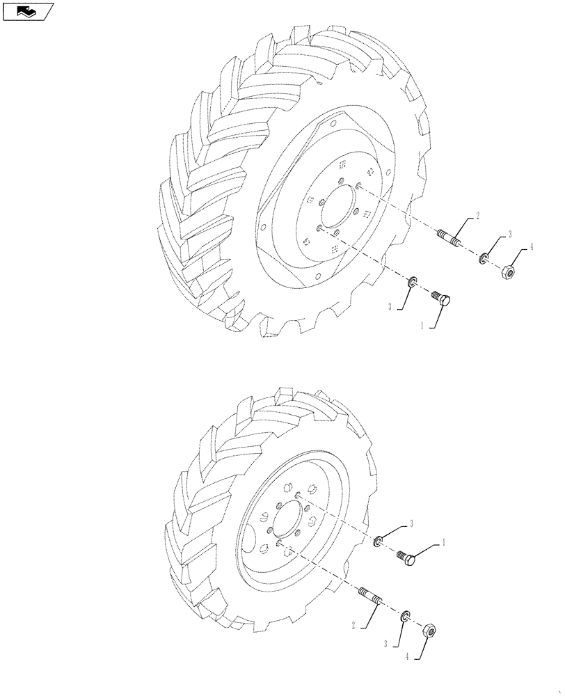 Схема запчастей Case IH FARMALL 35B - (44.511.02) - FRONT & REAR WHEEL HARDWARE (44) - WHEELS