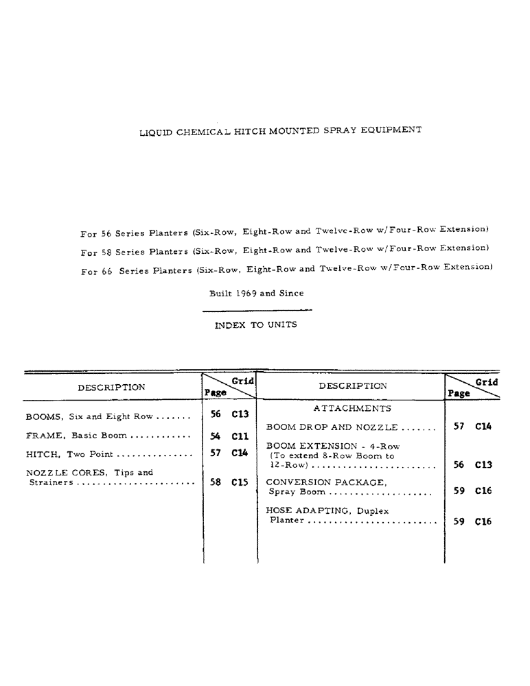 Схема запчастей Case IH LIQUID - (C-53) - LIQUID CHEMICAL FERTILIZERS, LIQUID CHEMICAL HITCH MOUNTED SPRAY EQUIPMENT - INDEX TO UNITS 