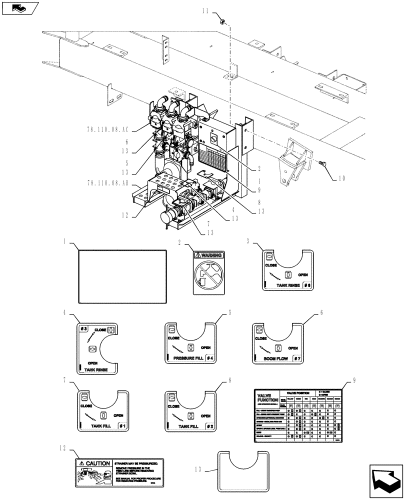 Схема запчастей Case IH 810 - (78.110.08.AA) - PRODUCT FILL STATION (78) - SPRAYING