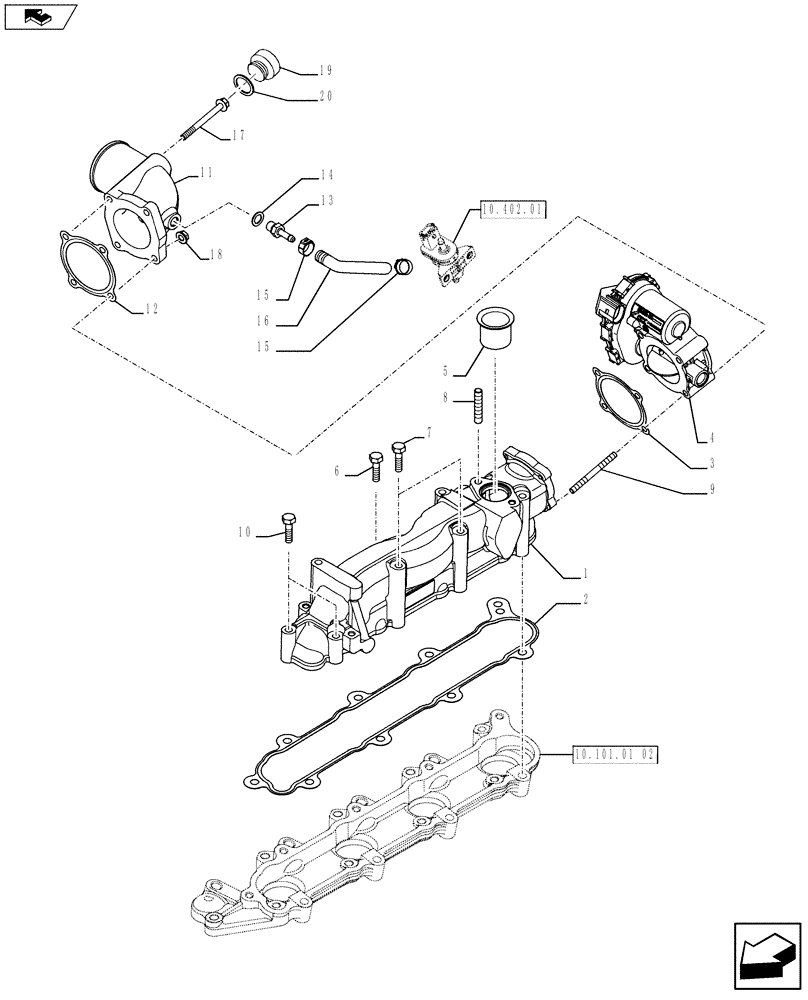 Схема запчастей Case IH F5DFL413A A001 - (10.254.01) - INTAKE MANIFOLD (5801504800 - 504388244) (10) - ENGINE