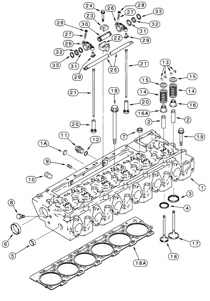 Схема запчастей Case IH 2555 - (02-18) - CYLINDER HEAD VALVE MECHANISM (01) - ENGINE