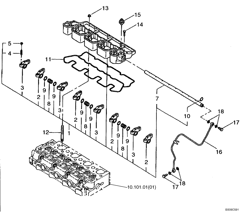 Схема запчастей Case IH ISM N844 - (10.106.05[01]) - ROCKER ARMS (10) - ENGINE