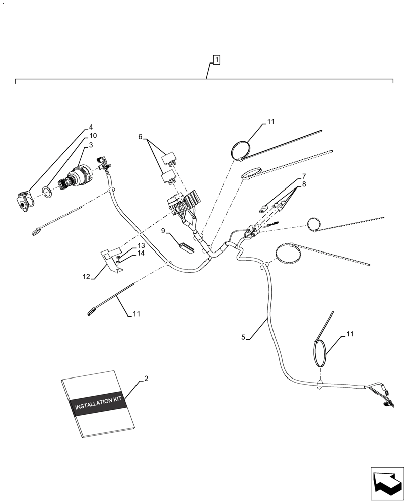 Схема запчастей Case IH FARMALL 110A - (88.100.90[08]) - KIT, ASSY, STARTER SWITCH, JUMPER, ROPS (88) - ACCESSORIES