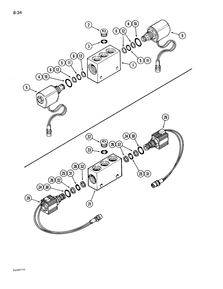 Схема запчастей Case IH 950 - (8-34) - ROW MARKER VALVE (08) - HYDRAULICS