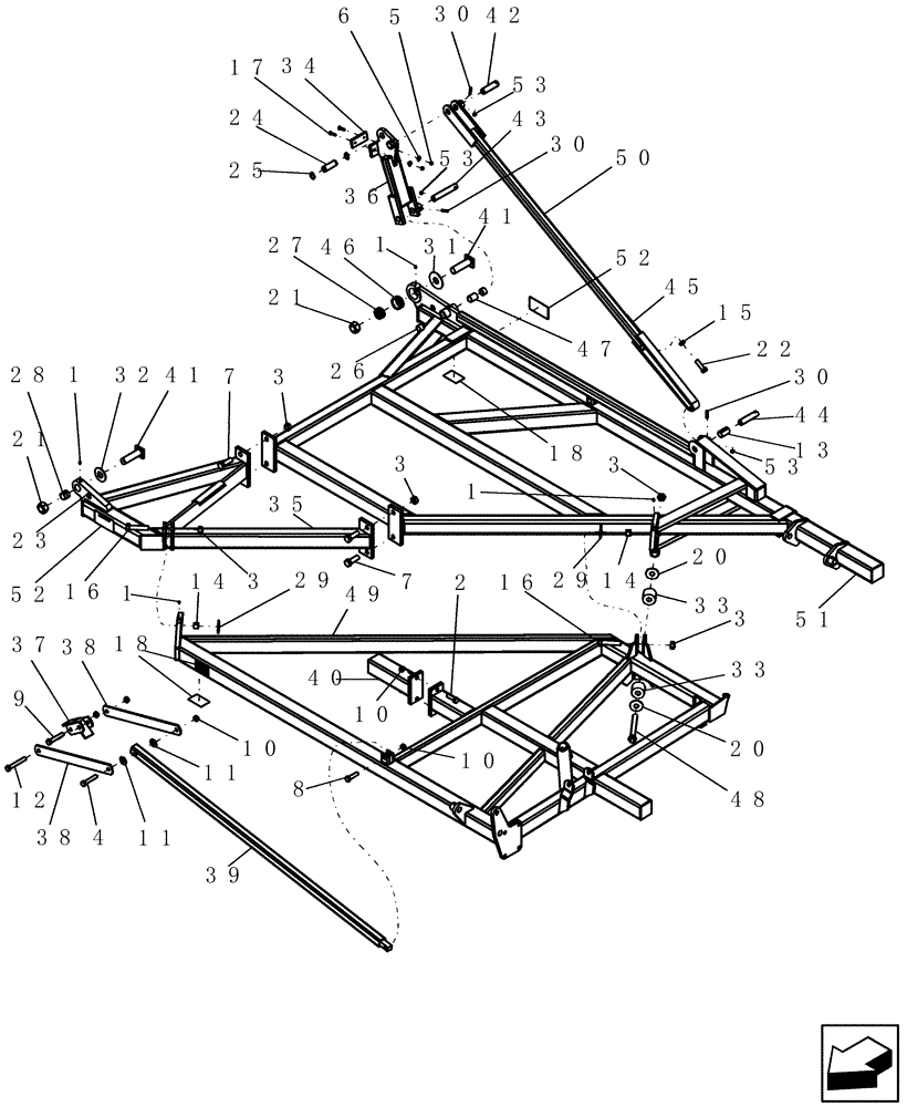 Схема запчастей Case IH 600 - (39.100.05) - 12 THREE SECTION OUTER WING ASSEMBLY (39) - FRAMES AND BALLASTING