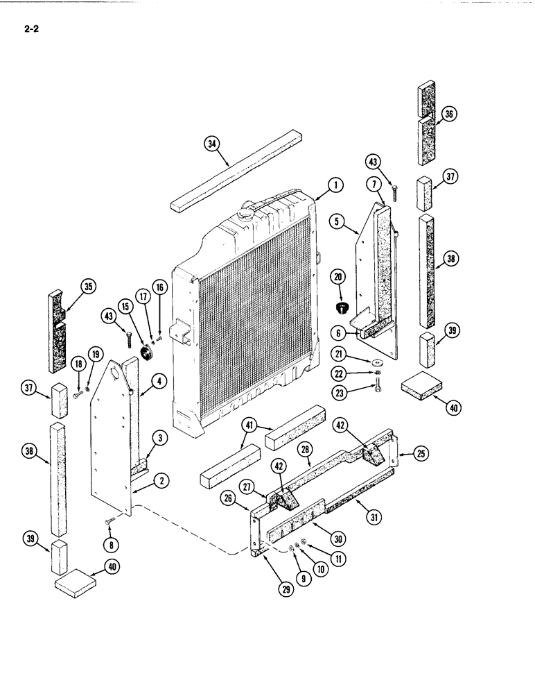 Схема запчастей Case IH 4494 - (2-002) - RADIATOR SUPPORT AND SEALS, 504BDT DIESEL ENGINE (02) - ENGINE