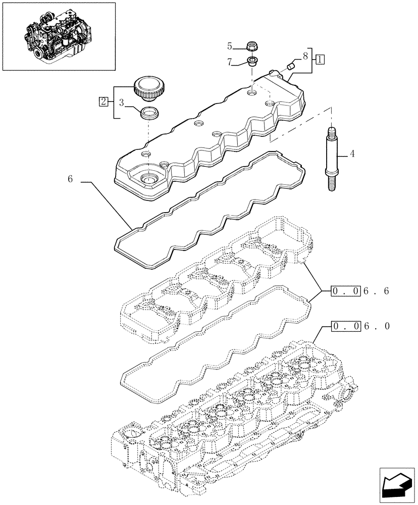 Схема запчастей Case IH F4HE9684D J102 - (0.06.3[01]) - CYLINDER HEAD COVERS (504112178) 